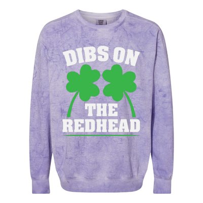 Funny Dibs On The Redhead For St Patricks Day Party Colorblast Crewneck Sweatshirt