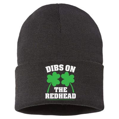 Funny Dibs On The Redhead For St Patricks Day Party Sustainable Knit Beanie