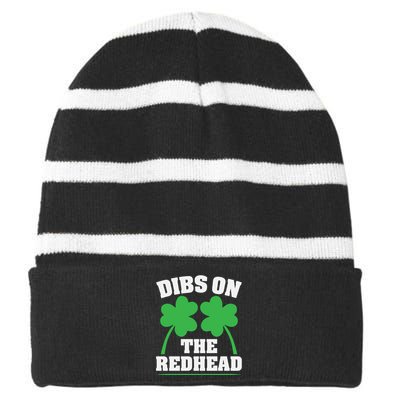 Funny Dibs On The Redhead For St Patricks Day Party Striped Beanie with Solid Band