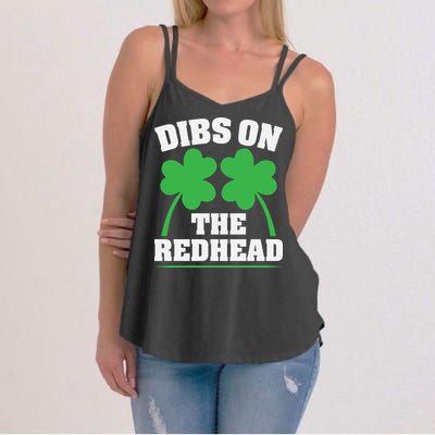 Funny Dibs On The Redhead For St Patricks Day Party Women's Strappy Tank