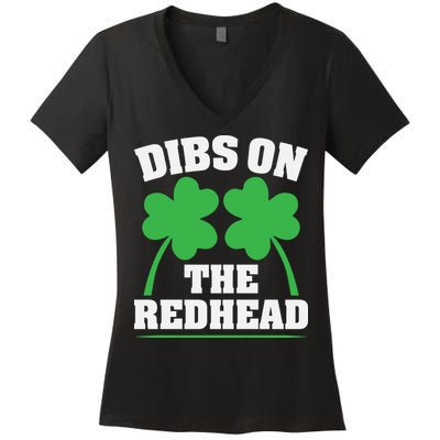 Funny Dibs On The Redhead For St Patricks Day Party Women's V-Neck T-Shirt