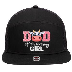 funny Dad of The Birthday Cow Family Farm 7 Panel Mesh Trucker Snapback Hat