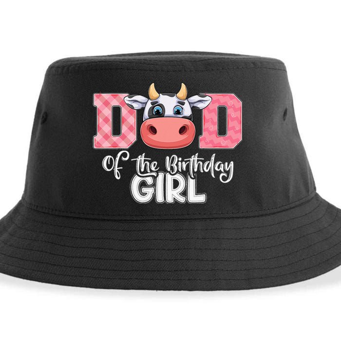 funny Dad of The Birthday Cow Family Farm Sustainable Bucket Hat