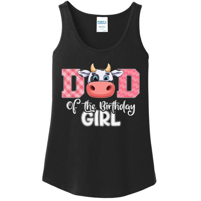 funny Dad of The Birthday Cow Family Farm Ladies Essential Tank