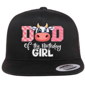 funny Dad of The Birthday Cow Family Farm Flat Bill Trucker Hat