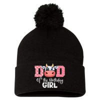 funny Dad of The Birthday Cow Family Farm Pom Pom 12in Knit Beanie