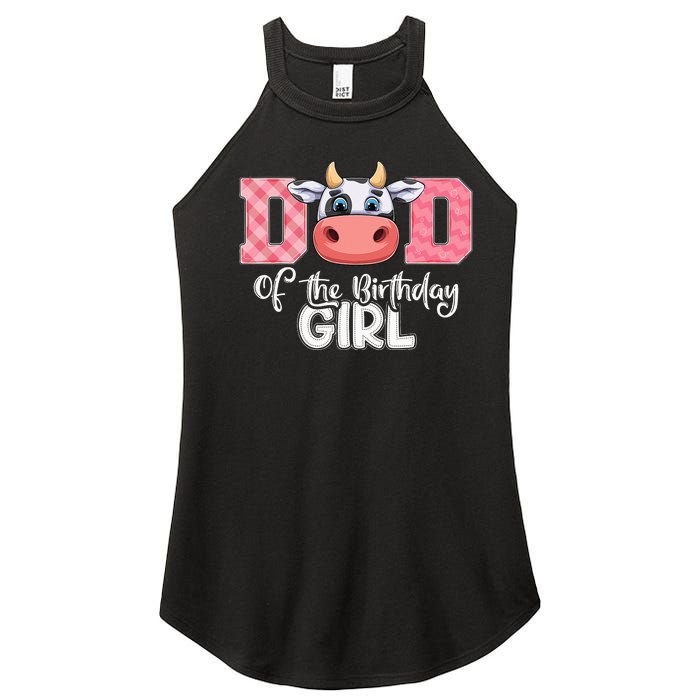 funny Dad of The Birthday Cow Family Farm Women's Perfect Tri Rocker Tank