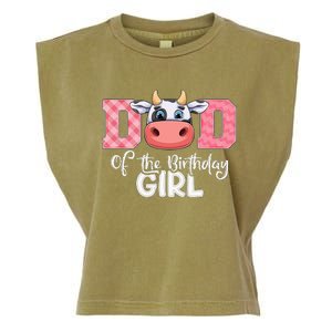 funny Dad of The Birthday Cow Family Farm Garment-Dyed Women's Muscle Tee