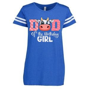 funny Dad of The Birthday Cow Family Farm Enza Ladies Jersey Football T-Shirt