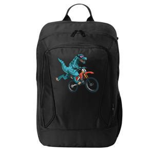 Funny Dino On Dirt Bike TRex Lover Rider Motorcycle Riding City Backpack