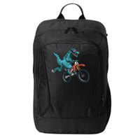 Funny Dino On Dirt Bike TRex Lover Rider Motorcycle Riding City Backpack