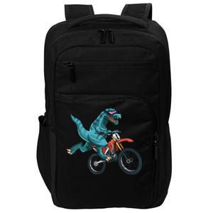 Funny Dino On Dirt Bike TRex Lover Rider Motorcycle Riding Impact Tech Backpack