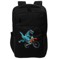 Funny Dino On Dirt Bike TRex Lover Rider Motorcycle Riding Impact Tech Backpack