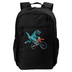 Funny Dino On Dirt Bike TRex Lover Rider Motorcycle Riding Daily Commute Backpack