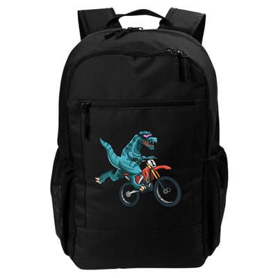Funny Dino On Dirt Bike TRex Lover Rider Motorcycle Riding Backpack