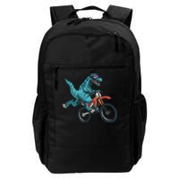 Funny Dino On Dirt Bike TRex Lover Rider Motorcycle Riding Daily Commute Backpack