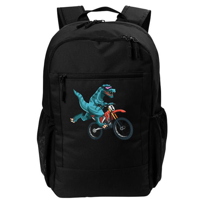 Funny Dino On Dirt Bike TRex Lover Rider Motorcycle Riding Daily Commute Backpack