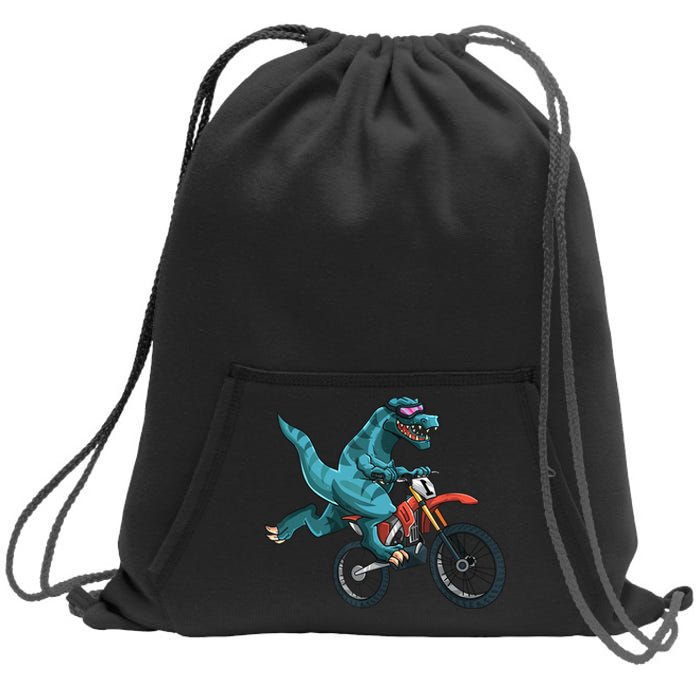 Funny Dino On Dirt Bike TRex Lover Rider Motorcycle Riding Sweatshirt Cinch Pack Bag