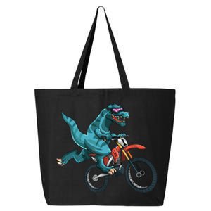 Funny Dino On Dirt Bike TRex Lover Rider Motorcycle Riding 25L Jumbo Tote