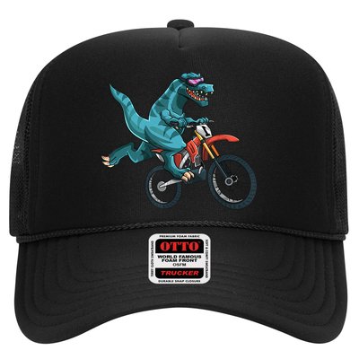 Funny Dino On Dirt Bike TRex Lover Rider Motorcycle Riding Hat