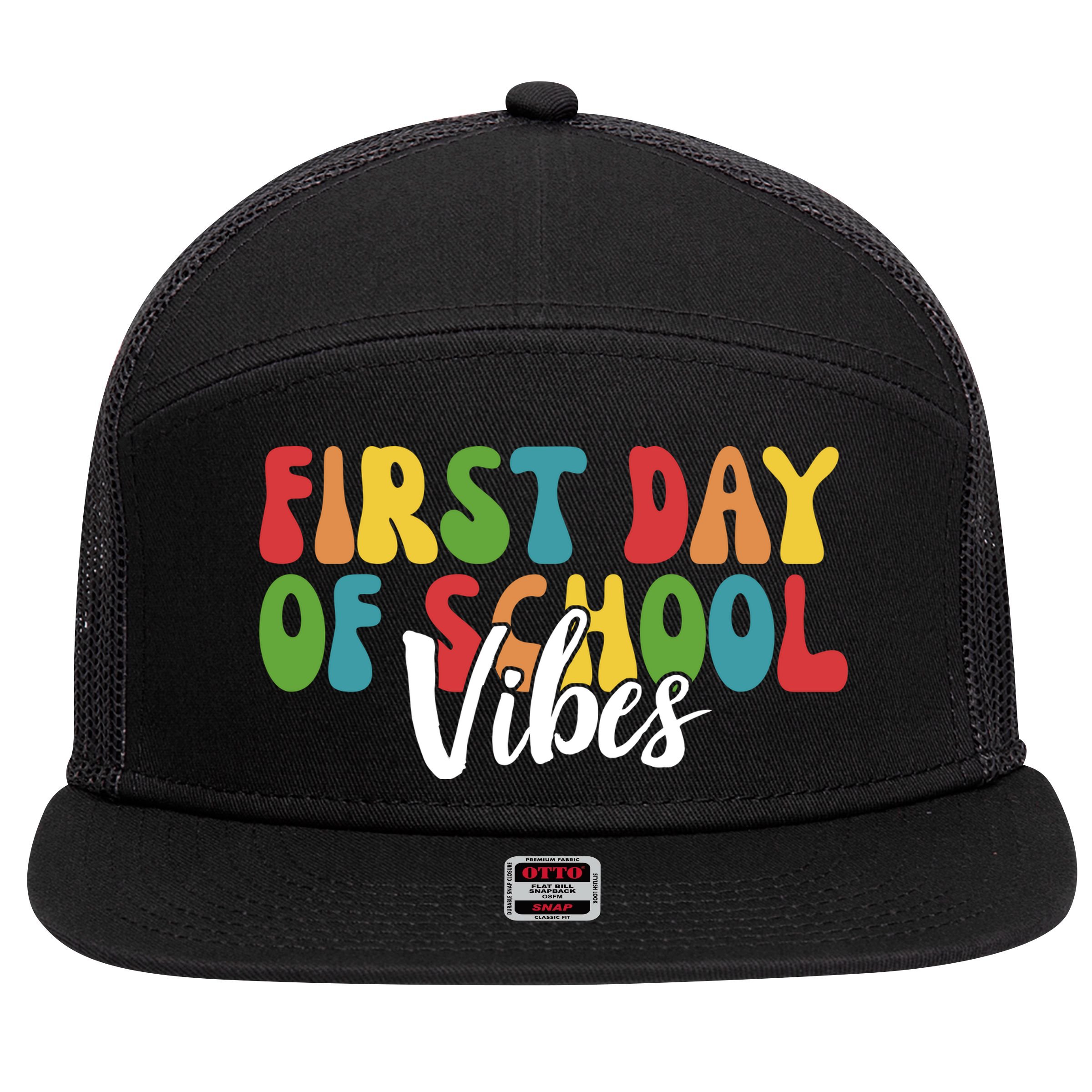 First Day Of School Vibes 7 Panel Mesh Trucker Snapback Hat