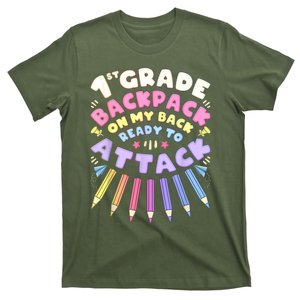 First Day Of School 1st Grade Girl Colored Pencils First T-Shirt