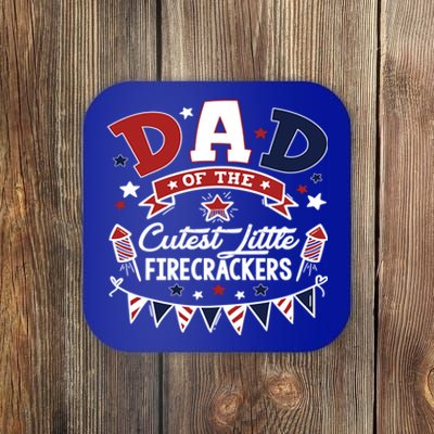 Funny Dad Of The Little Firecracker American Flag Fireworks Gift Coaster