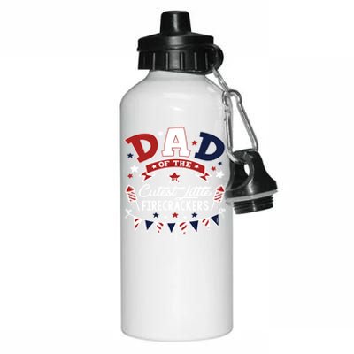 Funny Dad Of The Little Firecracker American Flag Fireworks Gift Aluminum Water Bottle