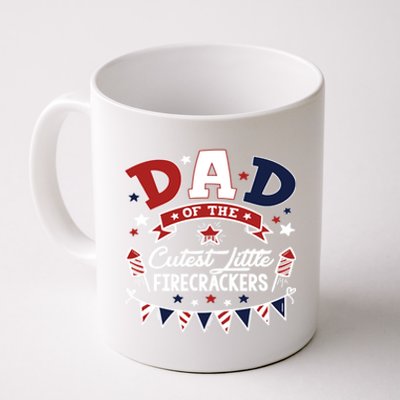 Funny Dad Of The Little Firecracker American Flag Fireworks Gift Coffee Mug