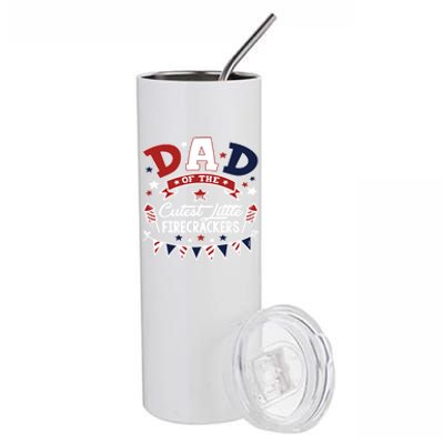 Funny Dad Of The Little Firecracker American Flag Fireworks Gift Stainless Steel Tumbler