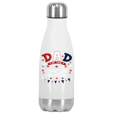 Funny Dad Of The Little Firecracker American Flag Fireworks Gift Stainless Steel Insulated Water Bottle