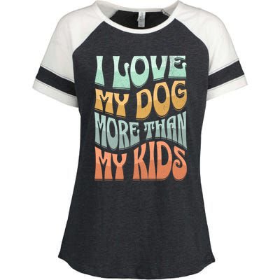 Funny Dog Owner I Love My Dog More Than My Retro Enza Ladies Jersey Colorblock Tee