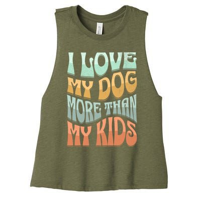 Funny Dog Owner I Love My Dog More Than My Retro Women's Racerback Cropped Tank