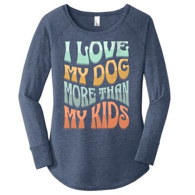 Funny Dog Owner I Love My Dog More Than My Retro Women's Perfect Tri Tunic Long Sleeve Shirt