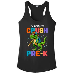 First Day Of Prek Boy Dinosaur Back To School Ladies PosiCharge Competitor Racerback Tank