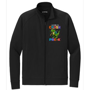 First Day Of Prek Boy Dinosaur Back To School Stretch Full-Zip Cadet Jacket