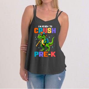 First Day Of Prek Boy Dinosaur Back To School Women's Strappy Tank