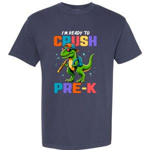 First Day Of Prek Boy Dinosaur Back To School Garment-Dyed Heavyweight T-Shirt