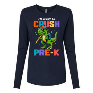 First Day Of Prek Boy Dinosaur Back To School Womens Cotton Relaxed Long Sleeve T-Shirt