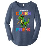 First Day Of Prek Boy Dinosaur Back To School Women's Perfect Tri Tunic Long Sleeve Shirt