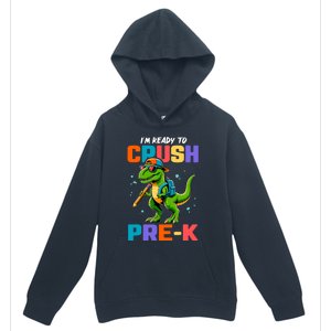 First Day Of Prek Boy Dinosaur Back To School Urban Pullover Hoodie