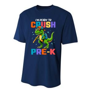 First Day Of Prek Boy Dinosaur Back To School Performance Sprint T-Shirt