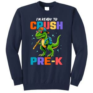 First Day Of Prek Boy Dinosaur Back To School Tall Sweatshirt