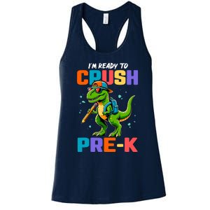 First Day Of Prek Boy Dinosaur Back To School Women's Racerback Tank