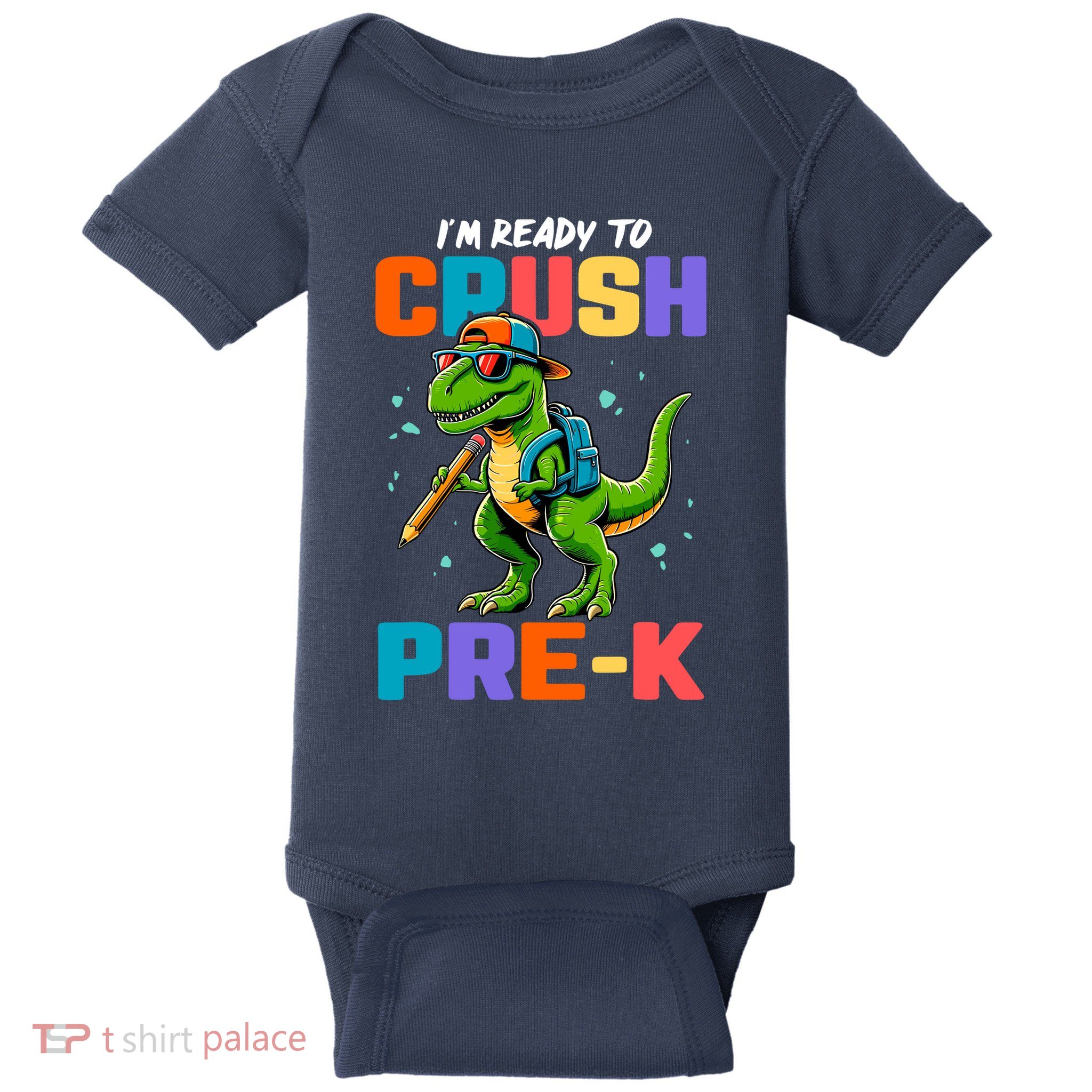 First Day Of Prek Boy Dinosaur Back To School Baby Bodysuit