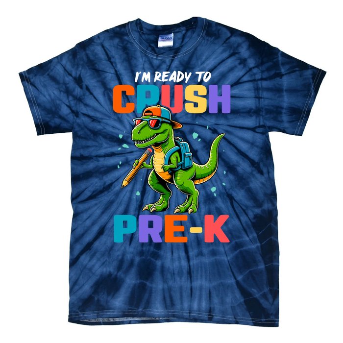 First Day Of Prek Boy Dinosaur Back To School Tie-Dye T-Shirt