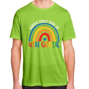 First Day Of 4Th Grade Teacher Rainbow Hello Fourth Grade Funny Gift Adult ChromaSoft Performance T-Shirt