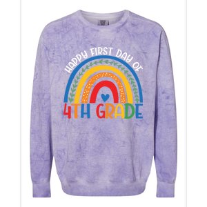 First Day Of 4Th Grade Teacher Rainbow Hello Fourth Grade Funny Gift Colorblast Crewneck Sweatshirt