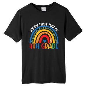 First Day Of 4Th Grade Teacher Rainbow Hello Fourth Grade Funny Gift Tall Fusion ChromaSoft Performance T-Shirt