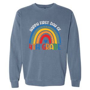 First Day Of 4Th Grade Teacher Rainbow Hello Fourth Grade Funny Gift Garment-Dyed Sweatshirt